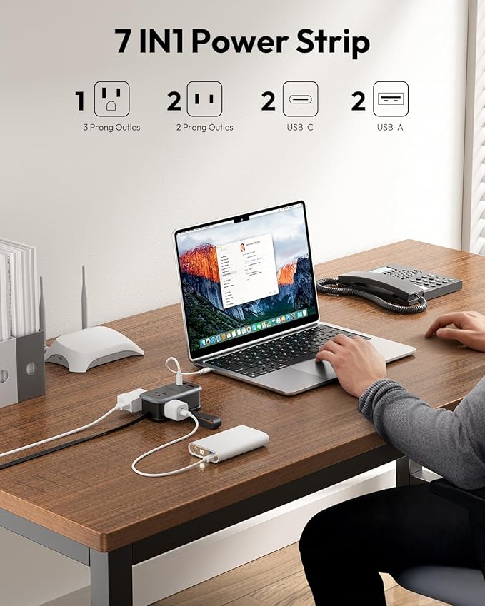 NTONPOWER GAN Ultra 65W USB Fast Charging Station, 7 in 1 Travel Power Strip with 3 Outlets 4 USB (2 C), Extension Cord 4ft, Travel Essentials, Cruise Essentials 2026,Compatible with MacBook, iPhone