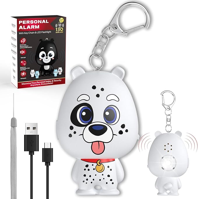 Personal Safety Alarm for Women – Rechargeable Personal Alarm for Women Kids and Elders – 130dB Loud Siren – Strobe Light – Low Battery Notice – Safety Siren Keychain