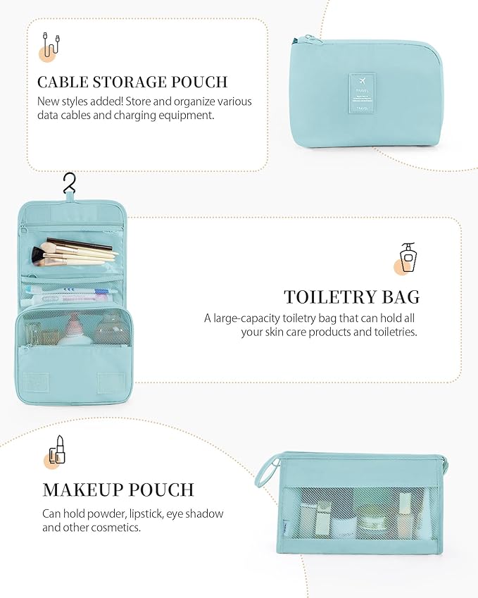 Anjing 11 Set Packing Cubes for Travel, Space-Saving Luggage Organizers, Suitcase Organizer Bags Set, Essentials for Carry-on Suitcases, Lake Blue (WMUS20230315X01-3)