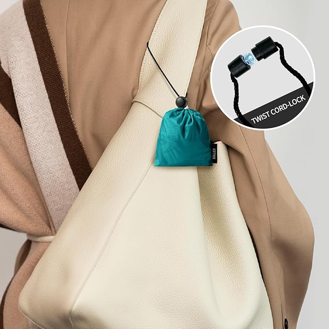 KALIDI Compact Tote Shopping bag Lightweight Foldable Tiny Reusable Grocery Shoulder Bag Crossbody