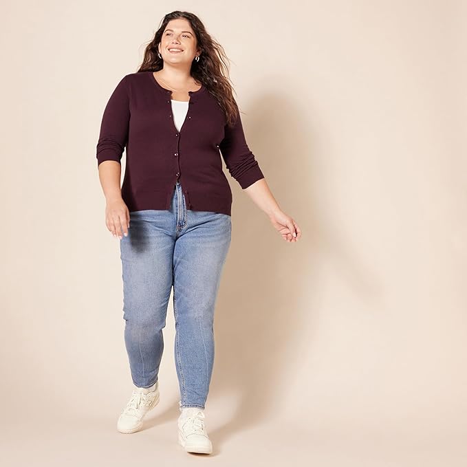 Amazon Essentials Women's Lightweight Crewneck Cardigan Sweater (Available in Plus Size)