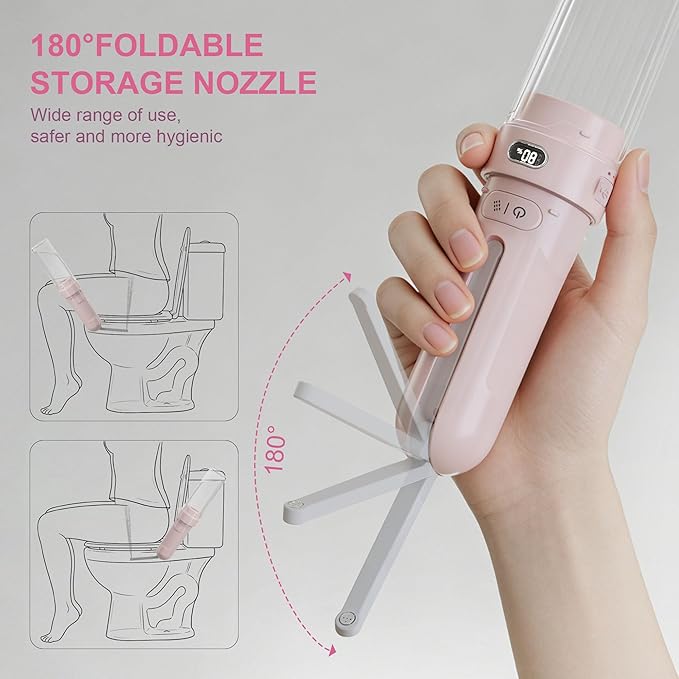 Portable Bidet for Travel | Bathroom - Rechargeable Electric Bidet Sprayer with 3 Pressure | Waterproof for Ultimate Personal Hygiene Cleaning at Home Office and Camping (Pink)