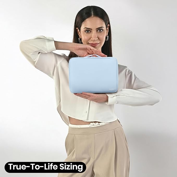 KAZAY Hanging Toiletry Bag with TSA Approved Detachable Pouch, Travel Toiletry Bag, Water Resistant, Premium Nylon, Travel Size Toiletries, Cosmetic Bag, Unisex (Light Blue)