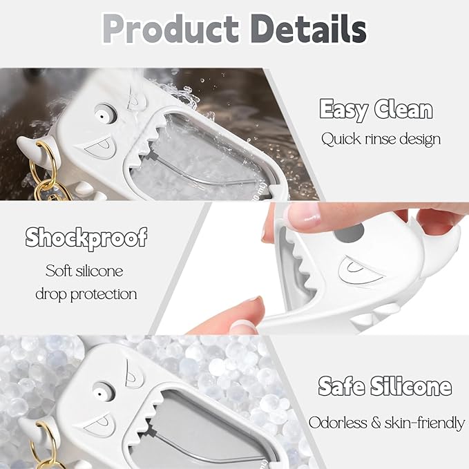 Hand Sanitizer Case Compatible with Touchland 1 Fl Oz, Cute Monster Silicone Spray Holder with Keychain for Bags, White