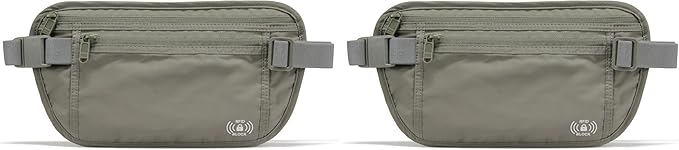 Pander RFID Blocking Travel Money Belt – Hidden Waist Pouch for Passport, Cash, Cards, Slim Belt Bag for Men and Women, (Pack of 2)