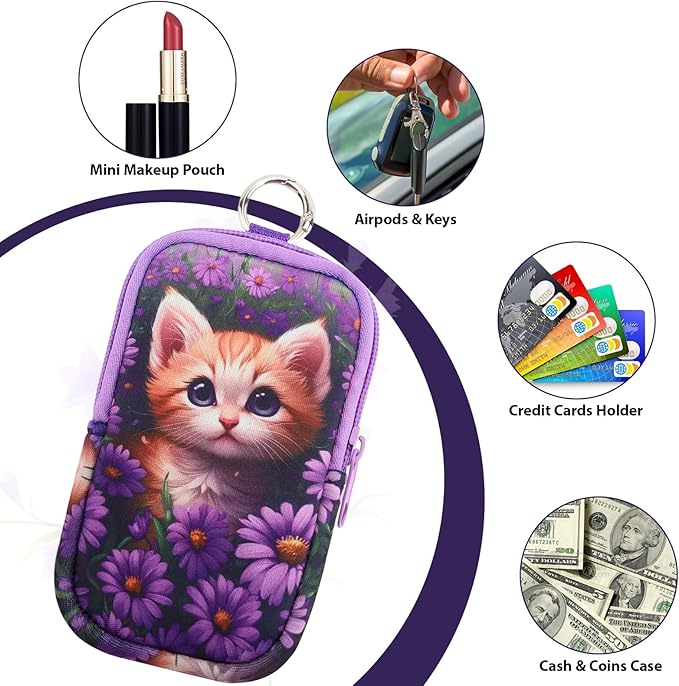 Hand Sanitizer Spray Case,Compatible with Popular Sanitizers,Zipper Pouch for Hand Sanitizer,Cute Fashion Accessories with Snap Hook for Glow Mist and Power Mist 1FL OZ(Yellow Cat)