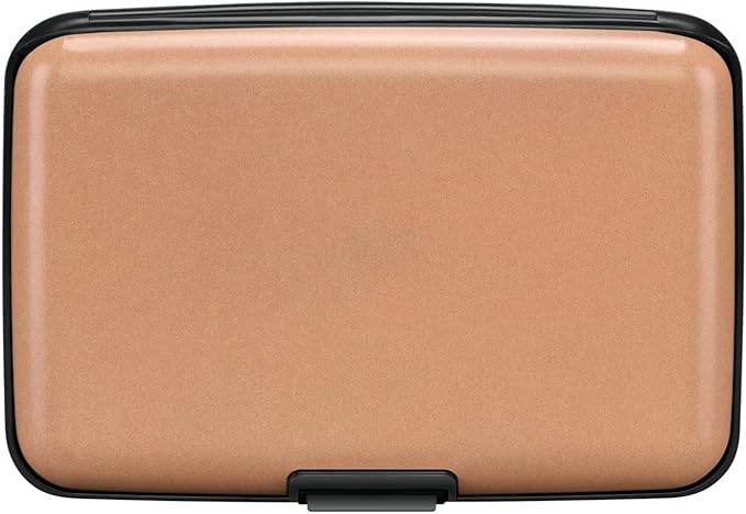ELFISH RFID Blocking Credit Card Protector Aluminum ID Case Hard Shell Business Card Holders Metal Wallet for Men or Women（Matte Light Pink