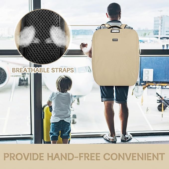 YOREPEK Padded Car Seat Bags for Air Travel, Fits for Doona Car Seat Stroller with isofix Base, Sturdy Stroller Bag Backpack with Lockable Zipper, Foldable Stroller Cover for Baby Travel, Sand Beige