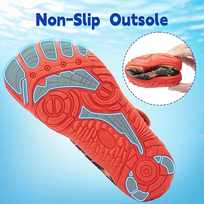 Kids Water Shoes Boys Girls - Wide Toe Box Quick Dry Barefoot Shoes Breathable Non Slip Aqua Athletic Sneakers for Swim Beach Pool Kayak Hiking Sand Walking Travel Essentials (Little Kid/Big Kid)