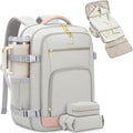 LOVEVOOK Travel Backpack for Women, 50L Carry On Backpack Flight Approved with Garment Bag, Personal Item Travel Bag Fit 17 Inch Laptop, Business Weekender Overnight Daypack With 2 Cubes, Pink-Grey