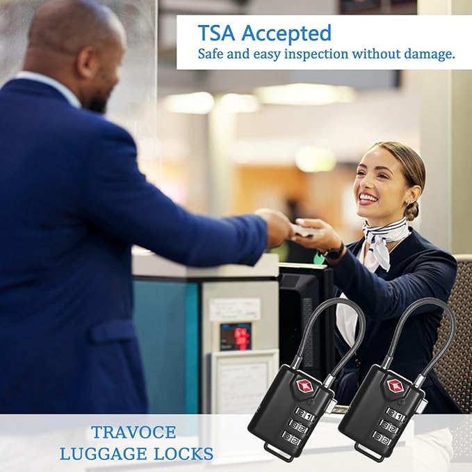 2 PCS TSA Locks for Luggage, Small Combination Lock,Luggage Locks TSA Approved, for Locker Lock, Travel Suitcase, Gun Case, Backpack Zipper, Ammo Can, with 2PCS Spare 007 Master Key