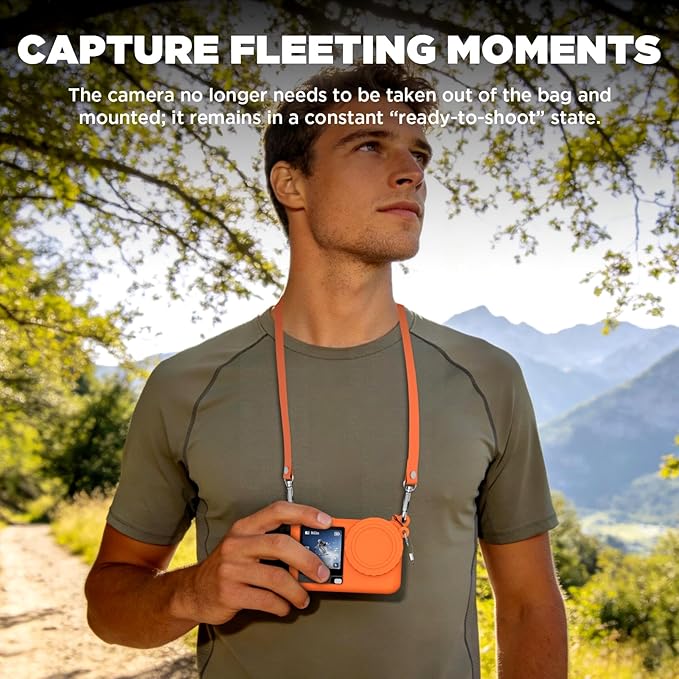 Case for DJI Osmo Action 6 with Lanyard, Soft Silicone Non-Slip Anti-Drop Wear-Proof and Washable Action Camera Protector Case Compatible with DJI Osmo Action 6 Accessories (Orange)