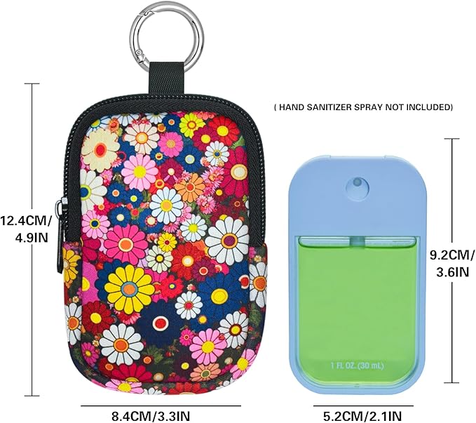 Neoprene Hand Sanitizer Holder Compatible with Touchland, Shockproof Protective Sleeve with Zipper & Snap Hook, Travel Case