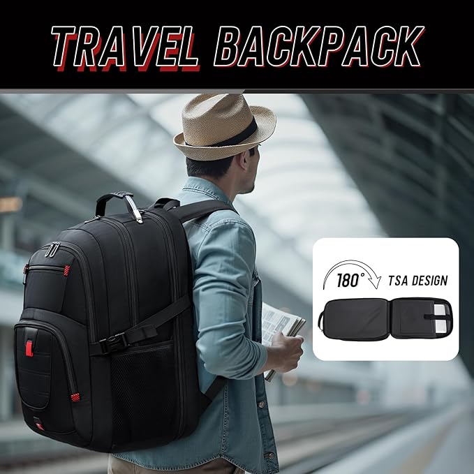 Z-MGKISS Travel Backpack,Extra Large Travel Laptop backpack, Travel Backpack for Men Women with TSA Airline Approved Luggage Bussiness Backpack, Black