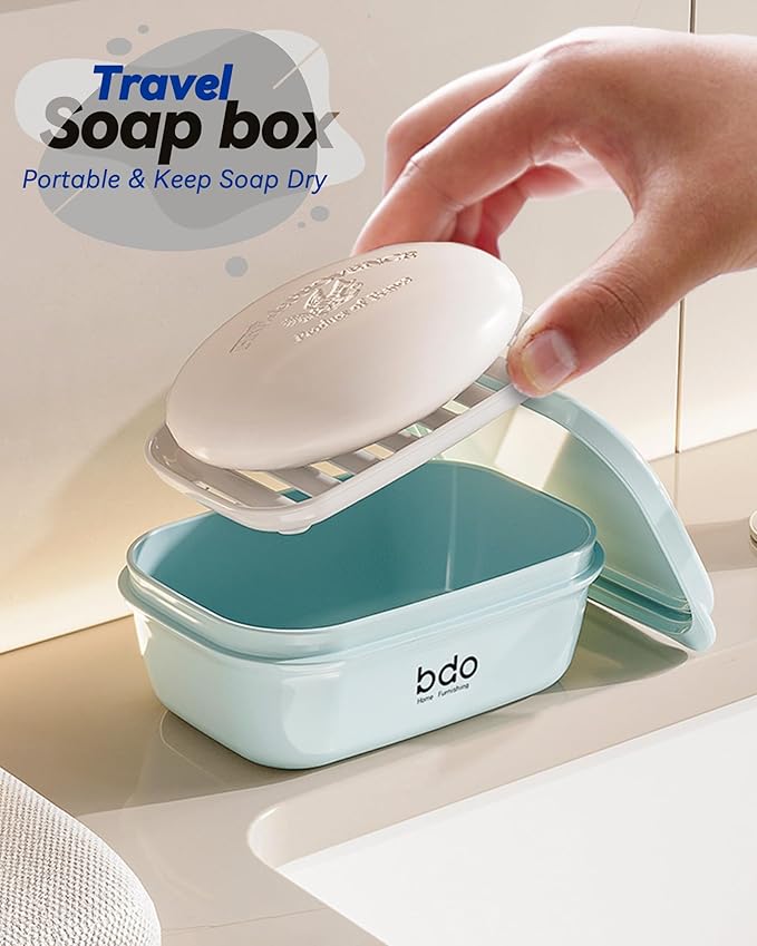 8-Piece Soap Bath Kit with Travel Soap Case Holder Dish Bag Saver, Lathering Pouch for Home, Travel, Camping, Gym, Hotel(Green)