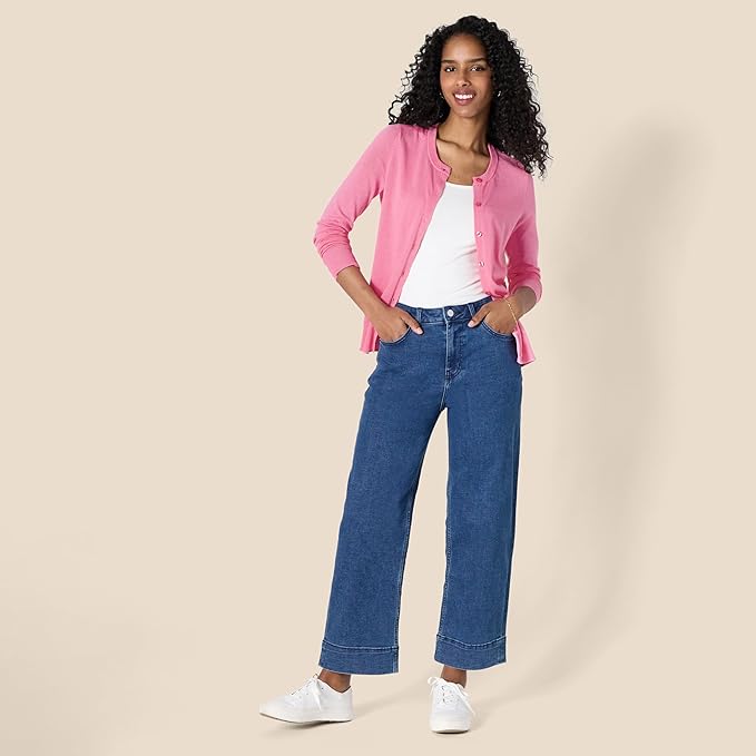 Amazon Essentials Women's Lightweight Crewneck Cardigan Sweater (Available in Plus Size)