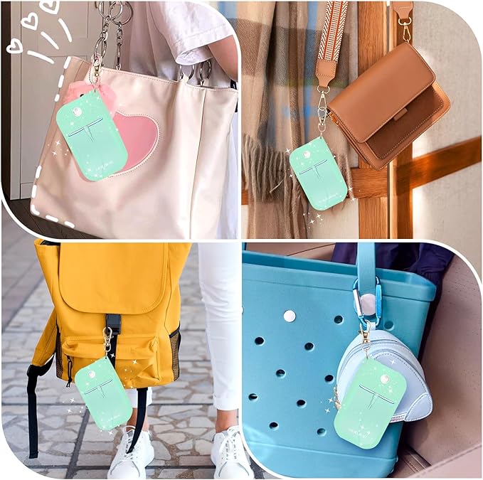 Palksky Silicone Case Compatible with Touchland Hand Sanitizer Spray (Fit for 1 FL OZ/30 mL Ver), Portable keychain(Glitter Sequin Green),Travel Size