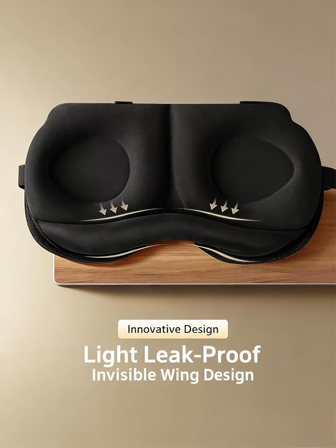 YA Ming 3D Eye Mask for Sleep with Nose Bridge, Adjustable Memory Foam Sleep Mask for Travel, Airplane Flight Essentials