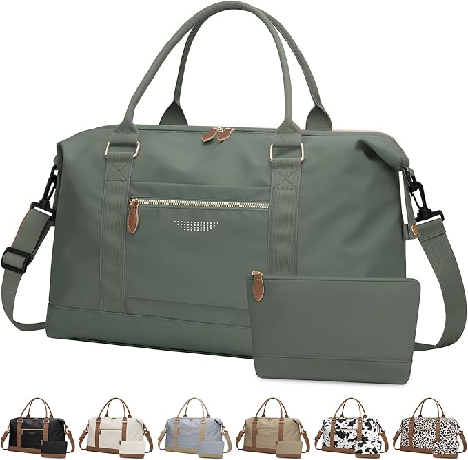 ELONGRIVER Travel Duffle Bag for Women, Weekender Bags, Hospital Bag for Labor Delivery, Lightweight Tote Duffel Overnight Bag with Luggage Sleeve,Airplane Travel Bags (Army Green, Large)