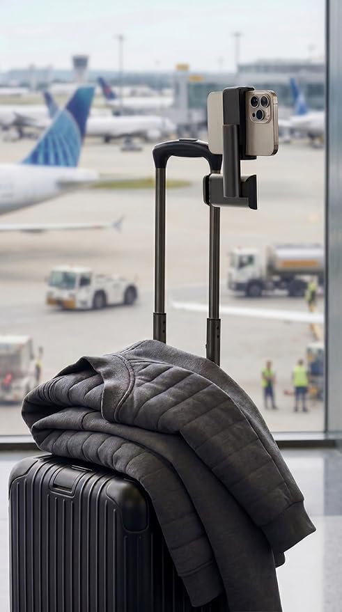 Hands-Free Airplane Phone Holder - Eye-Level Travel Mount for Flight Tray Table, Portable Clip-On Stand for Desk, Train, Luggage - Travel Essentials