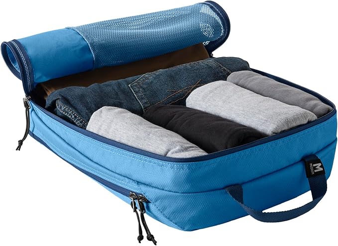 Eagle Creek Pack-It Reveal Clean/Dirty Cube M - Water-Resistant Dual Compartment Packing Cube With Internal Divider for Clean & Dirty Clothes - Travel Essentials - Blue Dawn