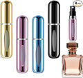 opasyo 4 Pcs Mini Refillable Perfume Portable Atomizer Bottle, 5ml Bottom-Fill Perfume Spray Scent Dispenser, Leak-Proof Travel Pump for Cologne, Aftershave & Purse (Gold/Pink/Blue/Black/)