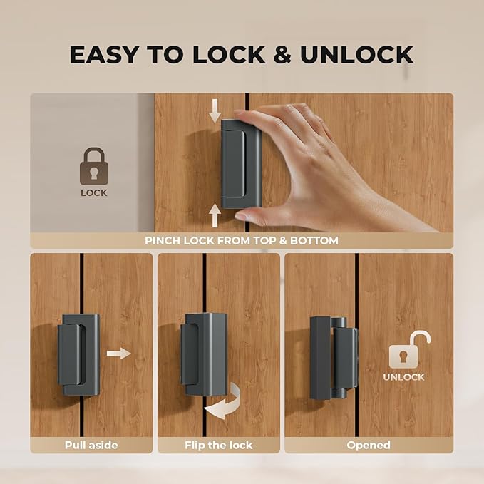 5 Pack Home Security Door Reinforcement Lock, Childproof Safety Door Lock Latch Stopper, Removable Screw-Mounted, Prevent Home Unauthorized Entry, Aluminum Construction, Withstands 800 lbs