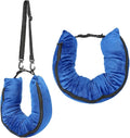 Stuffable Travel Neck Pillow Velvet Stuffable Pillow for Traveling Neck Pillows for Extra Luggage with Adjustable Necks Size Portable Travel Essentials Multifunctional Sleeping Rest Cush(Blue)
