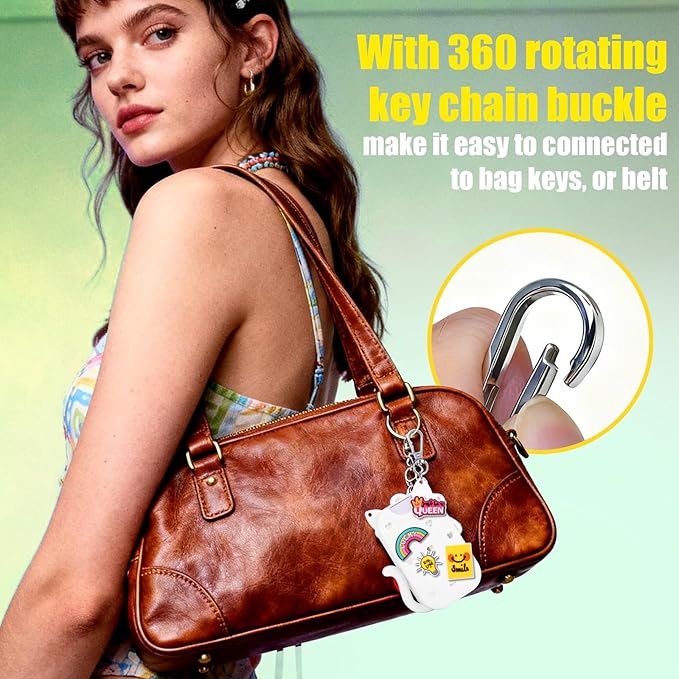 Juome Silicone Case for Touchland Hand Sanitizer Spray with Keychain & Charms, Cat Protective Holder Compatible with Touchland Power Mist & Glow Mist 1 FL Oz/30ML,Travel Cover Sleeve Accessory (White)