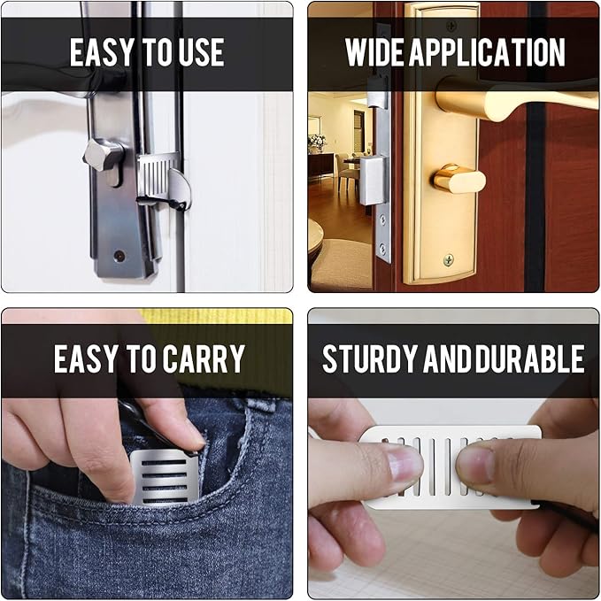 Portable Door Lock for Travel - Improved Travel Hotel Door Lock Apartment Security Device Door Jammer ozozo