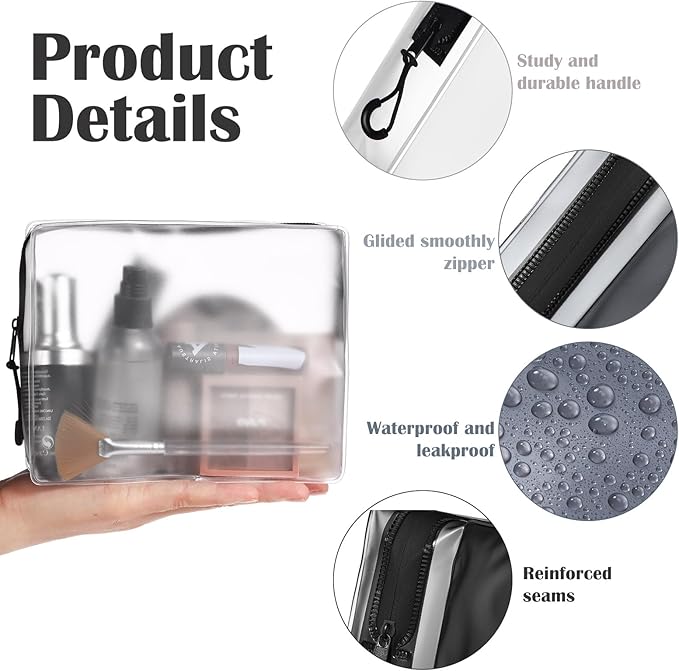 4 Pack TSA Approved Travel Toiletry Bags Frosted Translucent Leak-proof Cosmetic Makeup Bags for Women Men Travel Organizer Airport Security(Gray,6.7 x 5.5 x 1.8 Inch)