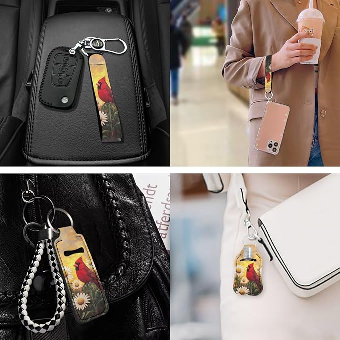 Suobstales 3Pcs Travel Bottles Keychain Holder Set,Travel Bottle Sleeves+Neoprene Chapstick Holders+Lanyard Keychain