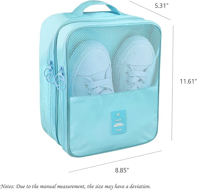Travel Shoe Bag Waterproof Shoe Organizer Bag Holds 3 Pair of Shoes Shoe Packing Cube for Suitcase Travel and Daily Use Storage Pouch with Handle (Blue)