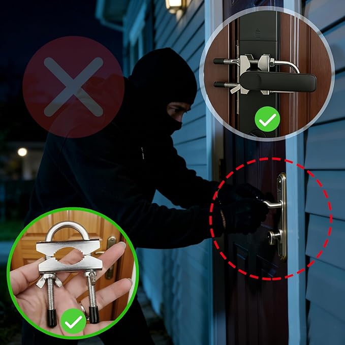Portable Door Security Locks, Adjustable Heavy Duty Outward Opening Travel Stainless Steel Safety Device for Hotel Room, Home, Apartment