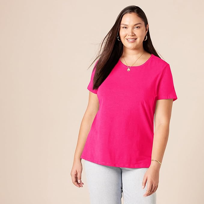 Amazon Essentials Women's Regular-Fit Short-Sleeve T-Shirt (Crewneck and V-Neck Options), Multipacks