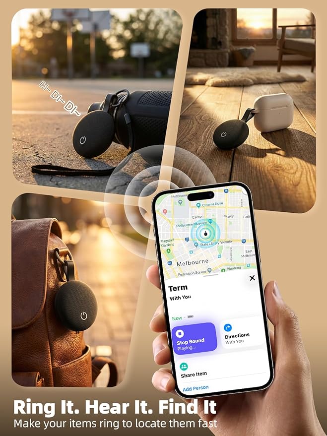 Air Tracker Smart Tags iOS & Android-4 Packs, Bluetooth Key Finder Locator with Sound, IP65 Waterproof Tracking Device, Replaceable Battery Item Finder for Luggage, Keys, Wallets, Backpack