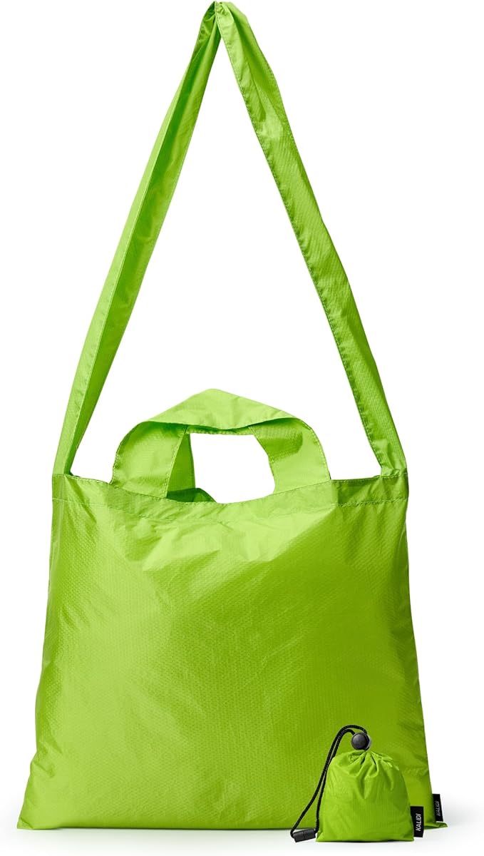 KALIDI Compact Tote Shopping bag Lightweight Foldable Tiny Reusable Grocery Shoulder Bag Crossbody
