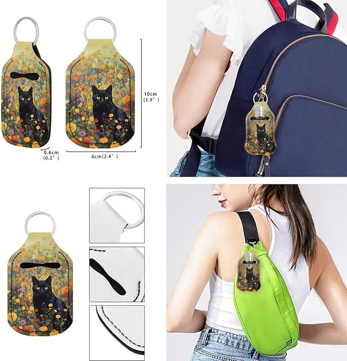 Suobstales 3Pcs Travel Bottles Keychain Holder Set,Travel Bottle Sleeves+Neoprene Chapstick Holders+Lanyard Keychain