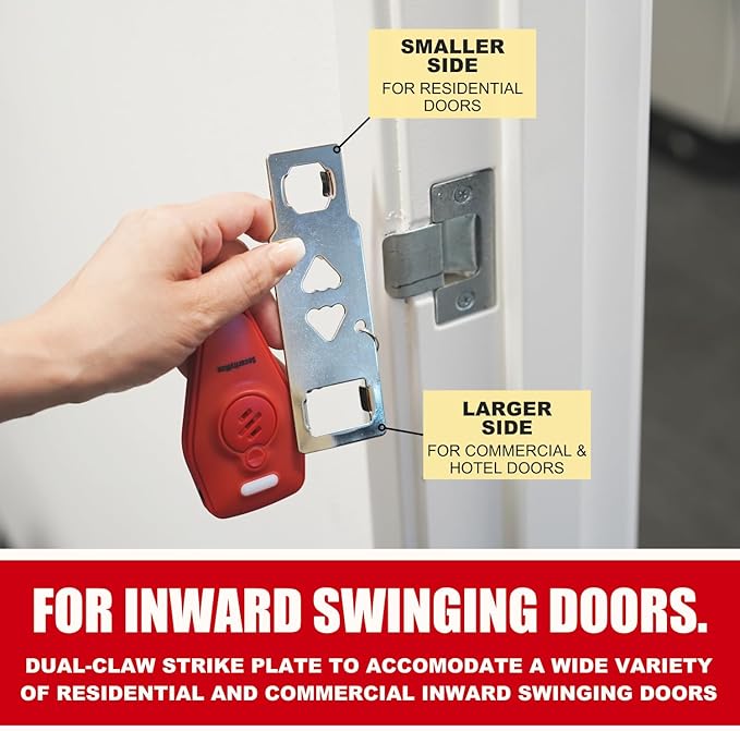Securityman Portable Door Lock with Alarm | Hotel Door Locks for Travelers Security | Loud 130dB Door Security Device for Hotel Room, Apartment Home, & Travel Safety Inside for Women Children - Red