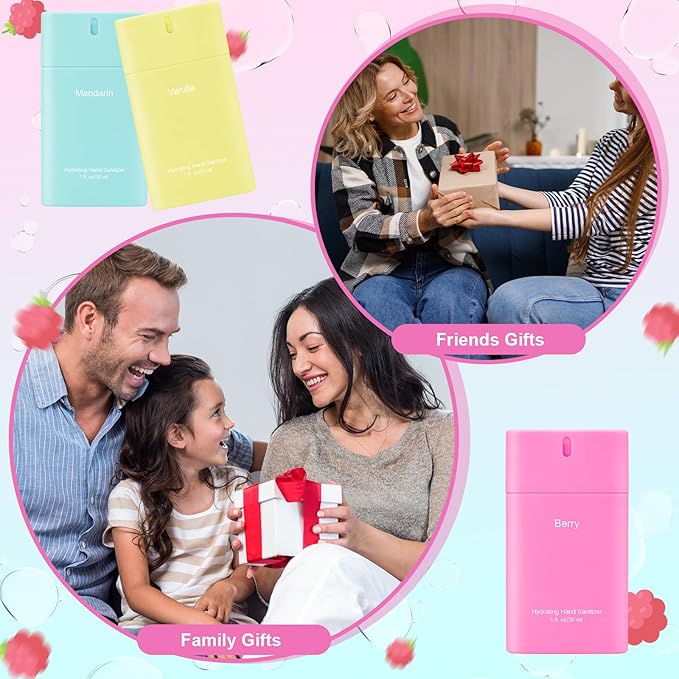 3 Pcs Power Mist Hydrating Hand Sanitizer Spray Bulk Travel Size Hand Sanitizer Pocket 0.67 oz Colorful Transparent Spray Bottle for Daily Use Mother's Day Coworker Teacher Appreciation Gifts