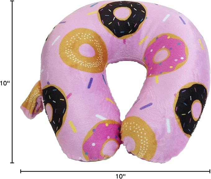 Wolf Essentials Kids Cozy Soft Microfiber Neck Pillow, Compact, Perfect for Plane or Car Travel, Donut Sprinkle