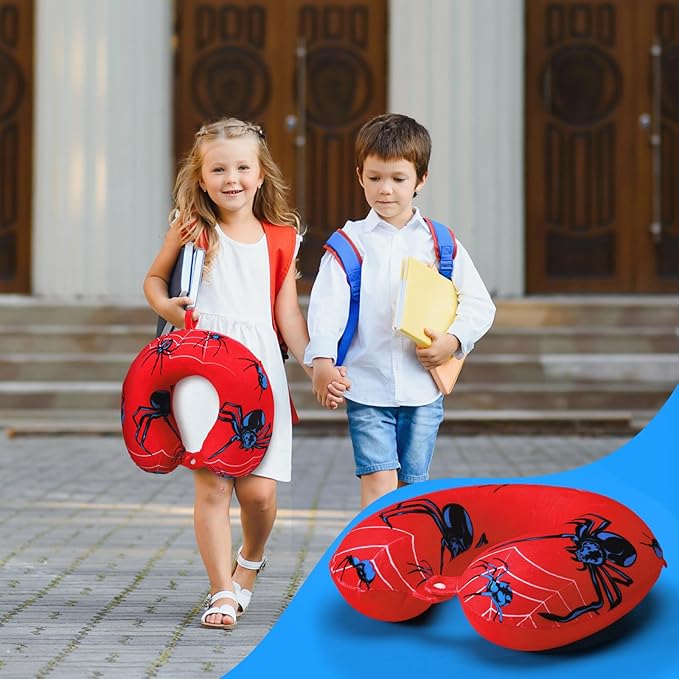 Gilprop 2 Pcs Spider Travel Pillow with Sleep Eye Mask, U Shaped Memory Foam Headrest & Neck Pillow with Washable Cover, Soft Neck Head Support Travel Accessories for Airplane Car Train Bus Trips