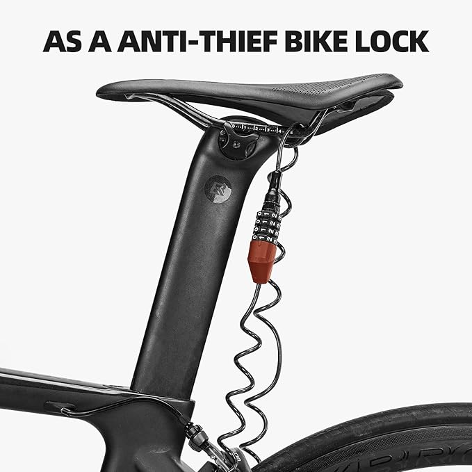 ROCKBROS Motorcycle Helmet Lock Bike Cable Lock Lightweight Bike Lock Combination Small Bicycle Lock Resettable Bike Wheel Lock for Strollers, Luggage (Red)
