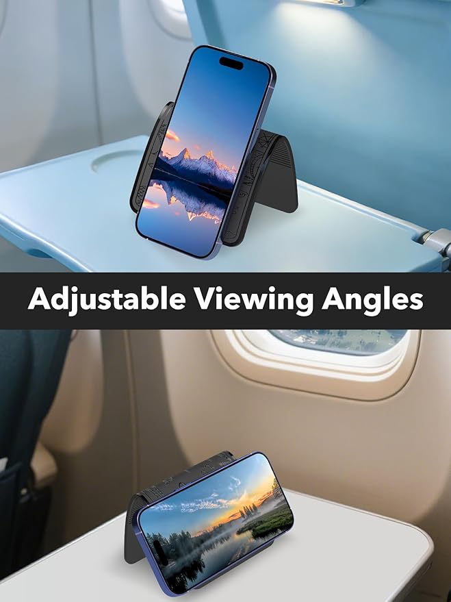Magnetic Airplane Phone Holder, Travel Essentials Foldable Phone Stand for MagSafe, Universal Hands-Free Flexible Desk Stand for Plane, Office, Kitchen