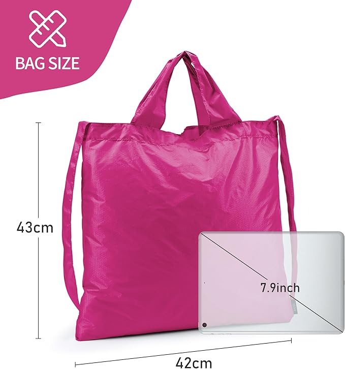 KALIDI Compact Tote Shopping bag Lightweight Foldable Tiny Reusable Grocery Shoulder Bag Crossbody