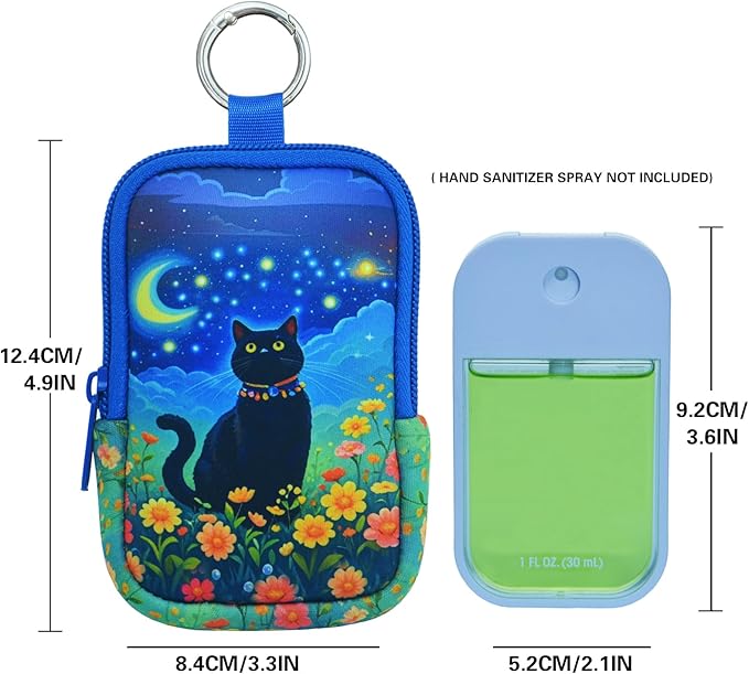 Neoprene Hand Sanitizer Holder Compatible with Touchland, Shockproof Protective Sleeve with Zipper & Snap Hook, Travel Case