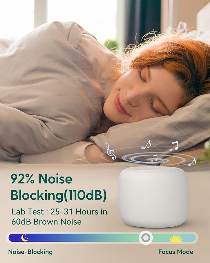 Babelio Portable White Noise Machine + Travel Case in Grey, for Adults Kids Baby