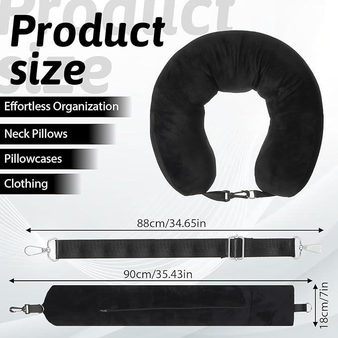 Stuffable Neck Pillow for Travel Adjustable Stuffable Neck Pillow for Airplanes Pillows Stuffed with Clothes Storage No Filler Storage Pillows Fits 5+ Days of Travel Essentials Black
