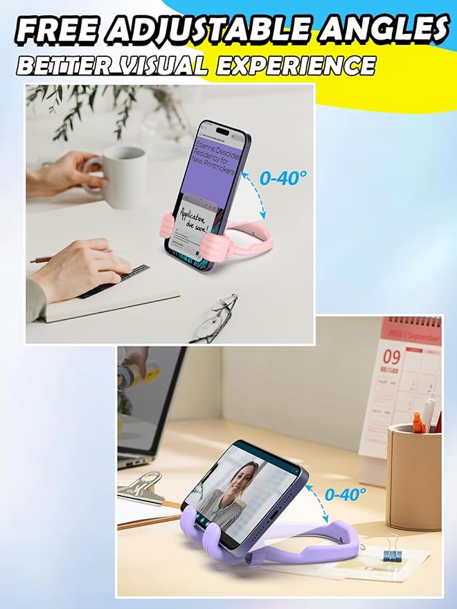 Gifts for Mothers Day Mom Wife Adults Cell Phone Stand: UPGRADE Adjustable Thumbs Up Lazy Phone Holder for Desk Cool Gadgets Stocking Stuffers Birthday Gadget for Teen Girl Gift Trendy Stuff Ideas