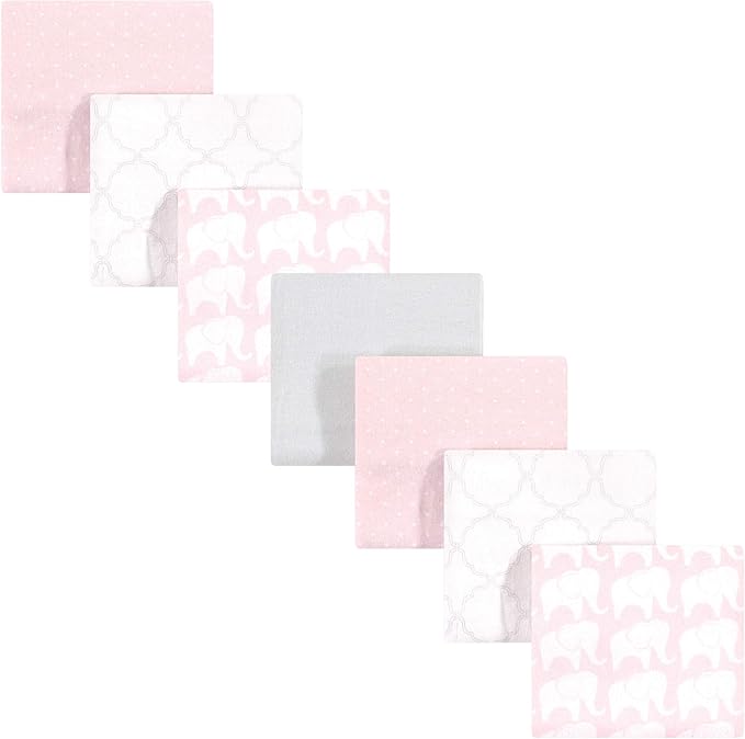 Hudson Baby Unisex Baby Cotton Flannel Receiving Blankets Bundle, Girl Elephant, One Size